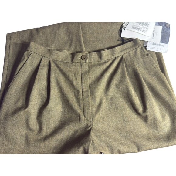 NWT Emanuel Ungaro Paris Green Pleated Pants with Pockets Women's Sz 12 - Picture 3 of 11